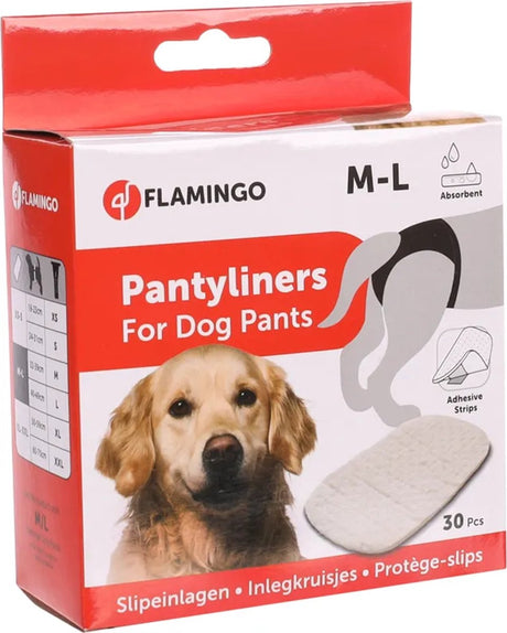Flamingo panty liner dog – dog heat pants – tyna white m – 30 pieces – for incontinence in heat