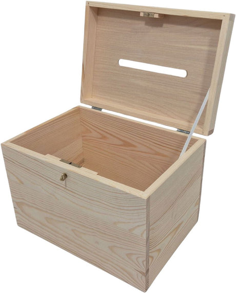 Дървена дървена кутия за пликове Кутия за съхранение бор с отвор 29x22x20 см.