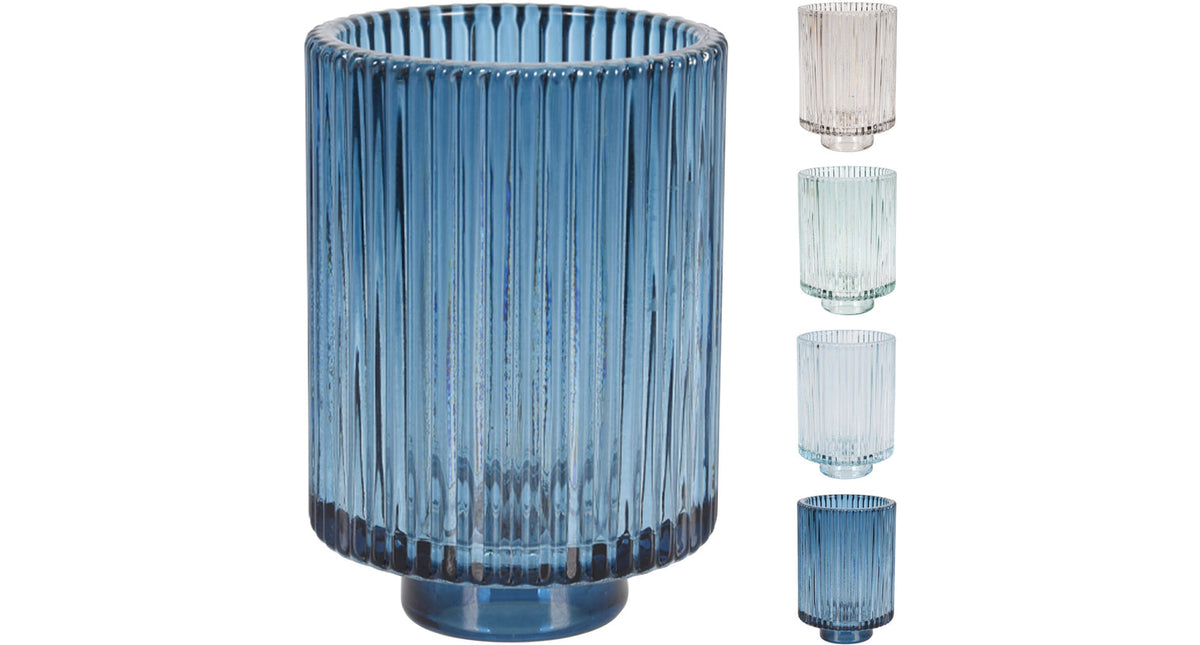 Kandelaar glas duo d6,5 h9cm 4 assortie kleuren
