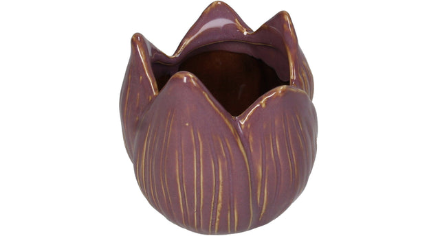 Vase stoneware lilac 9x8.5x9cm