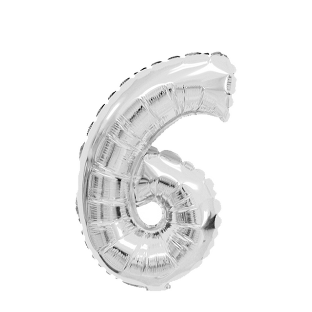 Foil balloon number 6 silver 45cm