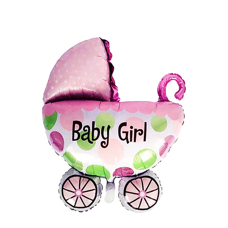 Foil balloon pram baby girl 108x82cm
