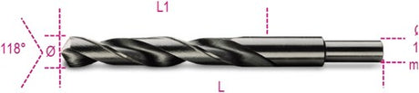 Beta spiral drills, short version, shank reduced to 13 mm hss fully ground blued 412a 14.00 - 004120204