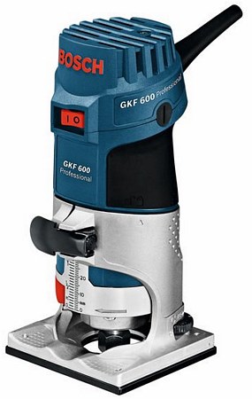 Bosch professional - edge milling machine gkf 600 (guidance aid, parallel guide, collet with union nut 6 mm, collet with union nut 8 mm, open-end wrench 17 mm)