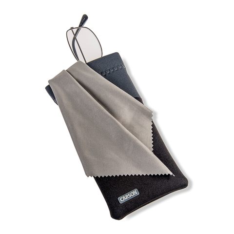 Carson neoprene glasses case with microfiber cloth - black gray