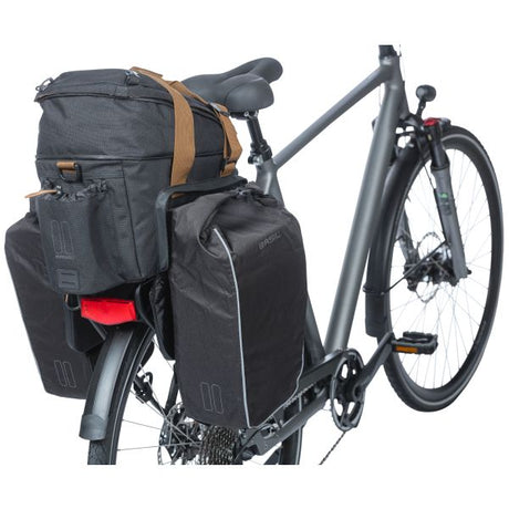 Basil Miles XL Pro pannier bag, black, polyester, waterproof, 9-36L