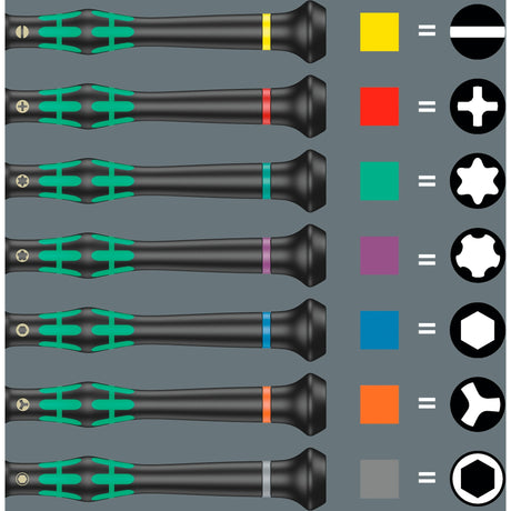 Conjunto de chave de fenda torx bo Wera 2067 6 eletrônicos + rack (preto verde, 6 peças)