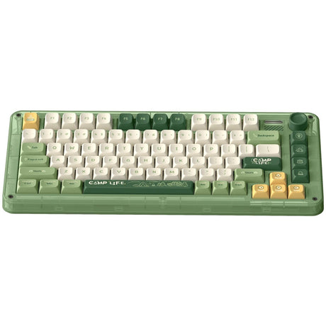 Iqunix zx75 kemping vezeték nélküli mechanikus billentyűzet (zöld, amerikai elrendezés (QWERTY), Iqunix Moonstone Turbo, 75%, RGB LED-ek, üzem közben cserélhető, dupla felvételes PBT, 2,4 GHz | Bluetooth 5.1 | USB-C)