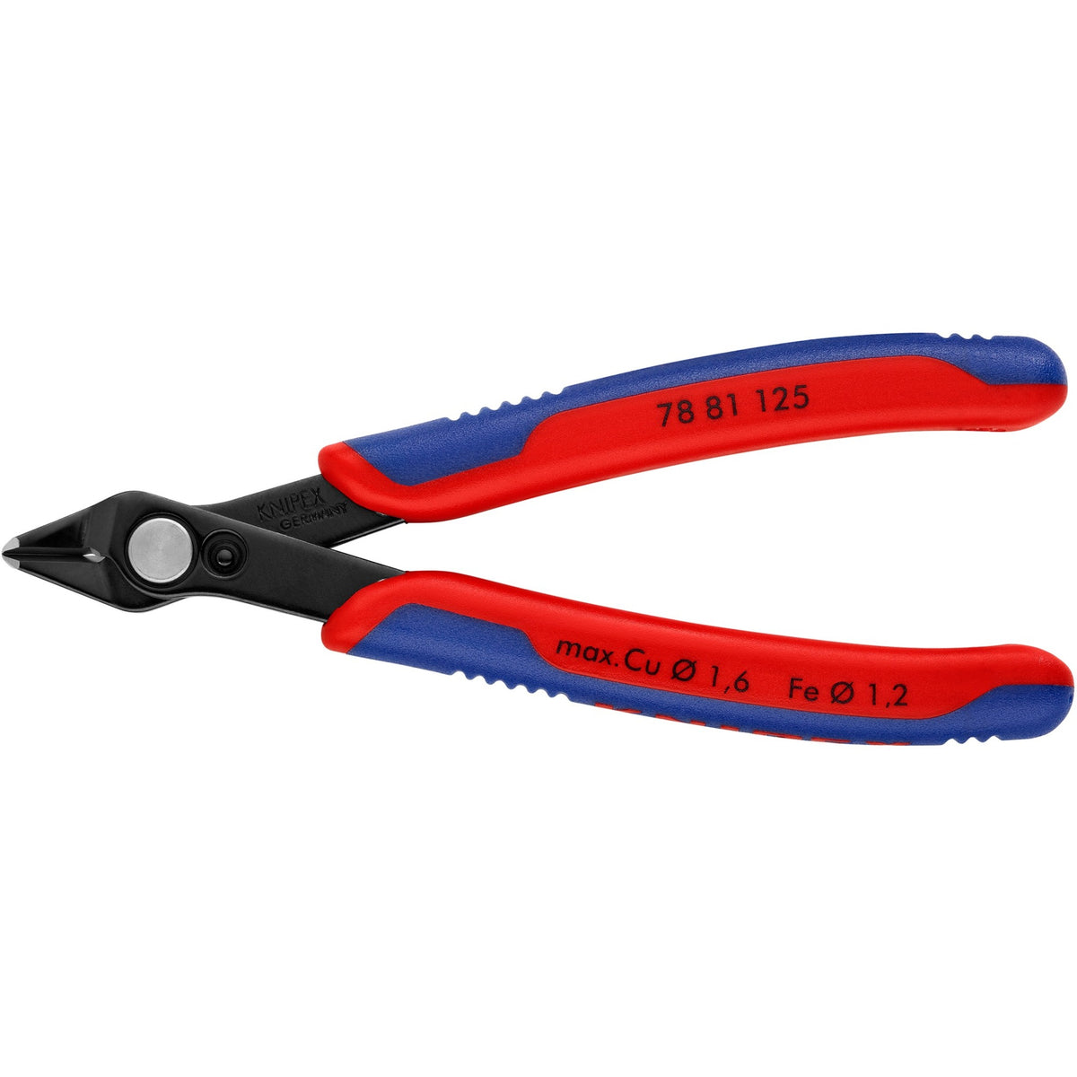 Knipex electronic super Knips 78 81 125 elektronikai fogó (piros kék, csatlakozás rozsdamentes acél szegecssel, huzalbilincs)