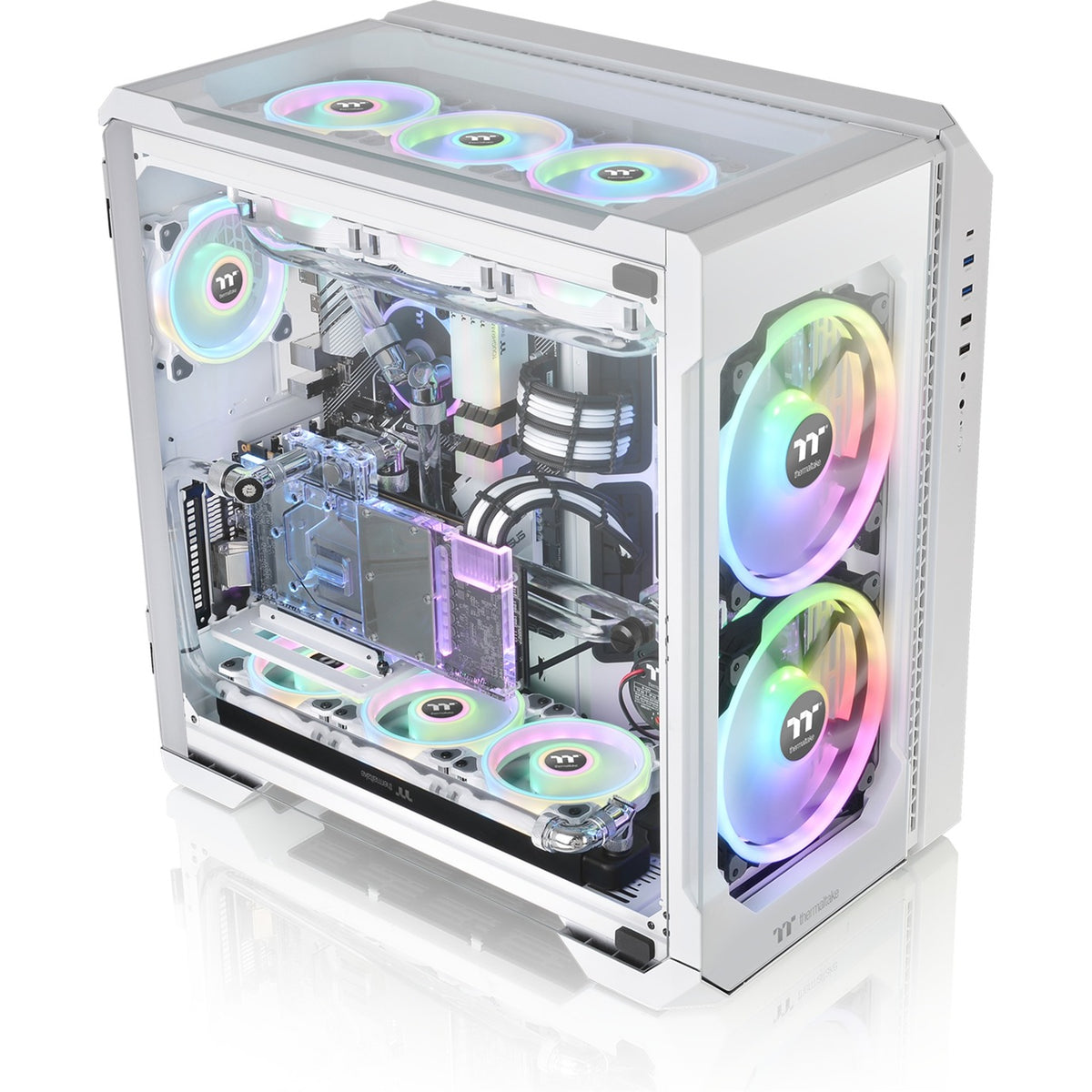 Caixa de torre midi Thermaltake view 51 tg snow argb edition (branca | 4x USB-A | 1x USB-C | RGB | janela)