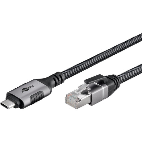 Goobay network adapter USB-C 3.2 gen1 to RJ-45 (black silver, 2 meters)