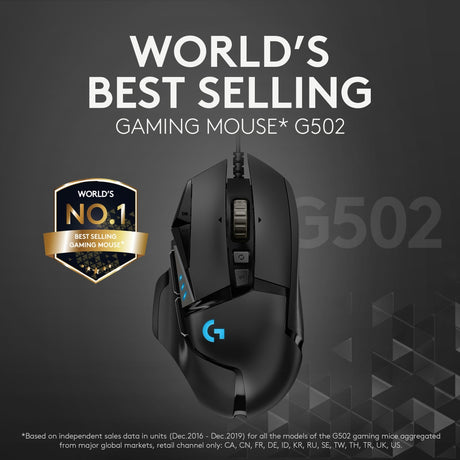 Logitech G502 HERO High Performance Gaming Mouse (Black, 100 - 25,600 DPI, RGB LEDs)