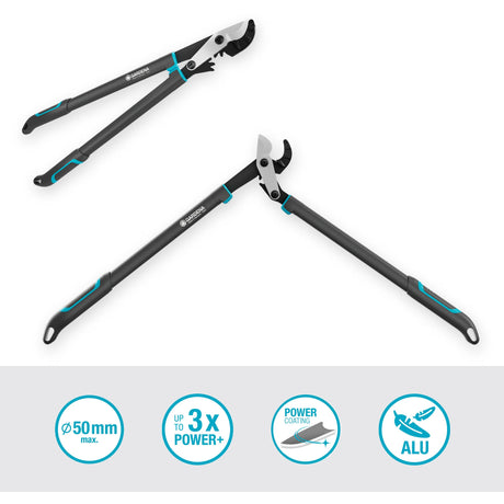 Gardena anvil pruning shears energycut pro l, with anvil cut (gray turquoise, 75cm, for dry wood)
