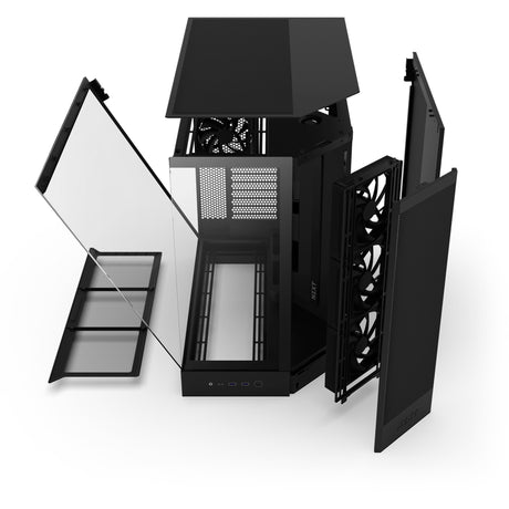 Caixa de torre midi Nzxt h9 flow (preta (fosco) | 2x USB-A | 1x USB-C | vidro temperado)
