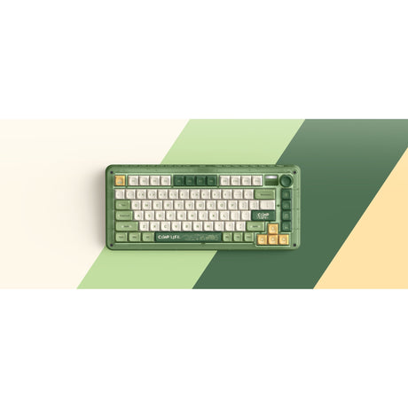 Iqunix zx75 kemping vezeték nélküli mechanikus billentyűzet (zöld, amerikai elrendezés (QWERTY), Iqunix Moonstone Turbo, 75%, RGB LED-ek, üzem közben cserélhető, dupla felvételes PBT, 2,4 GHz | Bluetooth 5.1 | USB-C)