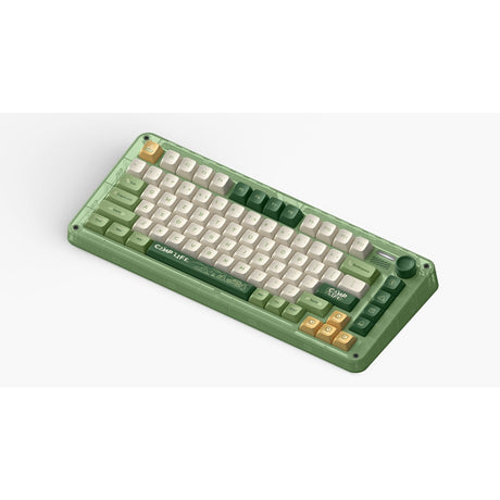 Iqunix zx75 kemping vezeték nélküli mechanikus billentyűzet (zöld, amerikai elrendezés (QWERTY), Iqunix Moonstone Turbo, 75%, RGB LED-ek, üzem közben cserélhető, dupla felvételes PBT, 2,4 GHz | Bluetooth 5.1 | USB-C)
