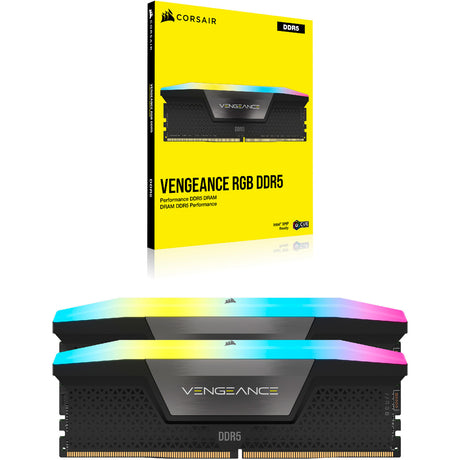 Corsair vengeance rgb 32 gb ddr5-6000 (2x 16 gb) werkgeheugen (zwart, cmh32gx5m2d6000z38, expo)
