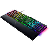 Razer blackwidow v4, геймърска клавиатура (черна, US оформление, жълто, rgb светодиоди, двоен абс)
