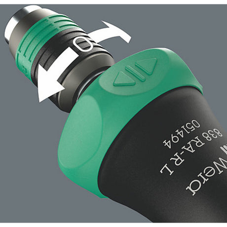 Wera 838 ra-r l bit hand holder with ratchet function, 1 4 screwdriver (black green)