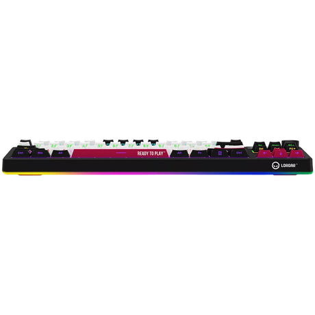 Lorgar kbp70tklw rgb mechanical gaming keyboard (black, us layout (qwerty), logar toxic purple, 80% (tkl), rgb, hot-swappable, pbt double-shot, bluetooth | 2.4ghz | usb)