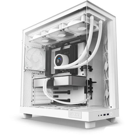 Nzxt h6 flow midi tower case (white | 2x usb-a | 1x usb-c | tempered glass)