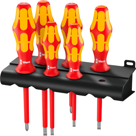 Conjunto de chaves de fenda Wera 160 i 6 kraftform plus série 100 + rack (vermelho amarelo, 6 peças)
