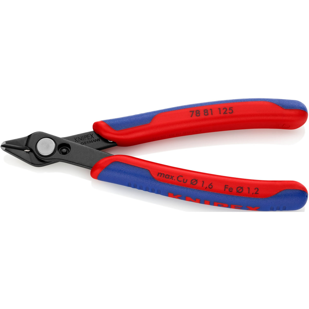 Knipex electronic super Knips 78 81 125 elektronikai fogó (piros kék, csatlakozás rozsdamentes acél szegecssel, huzalbilincs)