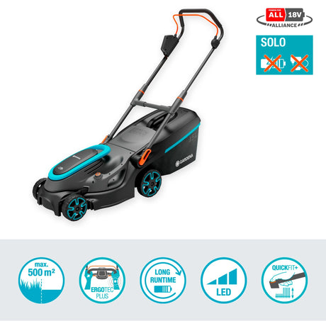 Gardena Powermax 37 36V P4A Solo cortador de grama bateria sem bateria, sem carregador, alça ajustável em altura 18 V largura de corte