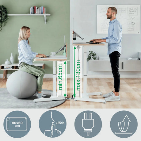 Leitz ergo sedací stůl elektrický - výškově nastavitelný - malý stůl - s paměťovou funkcí - 80 x 60 cm - bílý