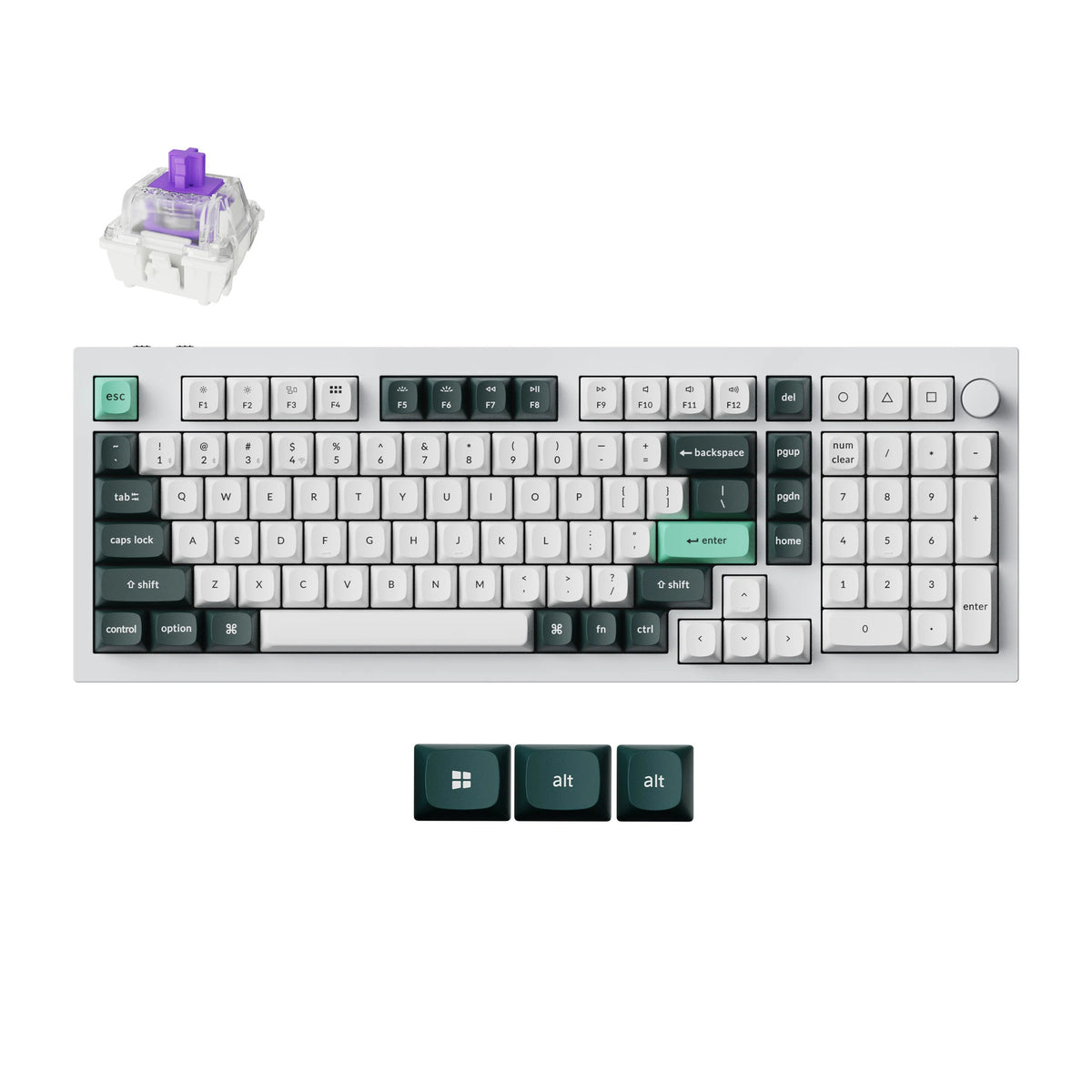 Keychron q5 he qmk vezeték nélküli egyedi billentyűzet (fehér, us elrendezés (qwerty), gateron kétsínes mágneses köd, 96%, rgb ledek, osa double-shot pbt, hot swap, gomb, 2.4ghz | bluetooth 5.1 | usb-c)
