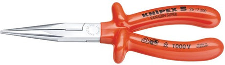 Knipex plokščios apvalios nosies replės | ilgis 200 mm | dešinėje vde | su panardinamąja izoliacija | 1 vnt. - 26 17 200 - 26 17 200