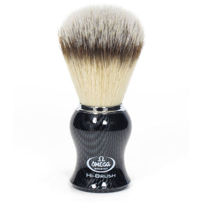 Štětka na holení Omega hi-brush syntetické vlasy s efektem jezevčích vlasů rukojeť z uhlíkových vláken 11cm
