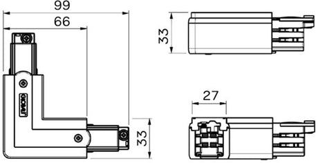 Nordic corner piece fixed 90°. for. rail aluminum left 5050035