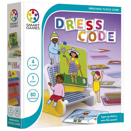 Smartgames dress code - educational logical puzzle game - 80 challenging assignments - shapes and colors game for toddlers - from 4 years
