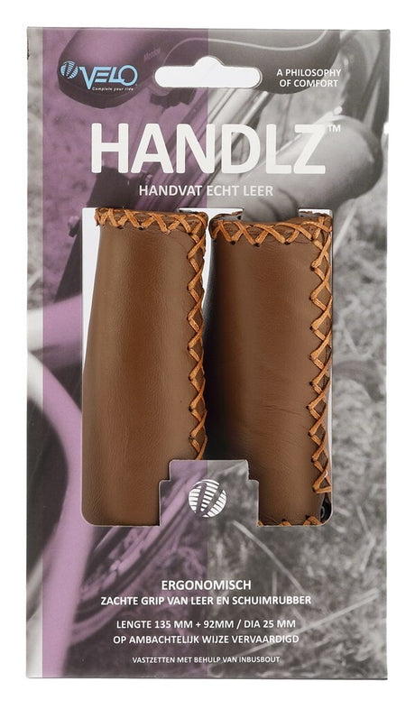 Velo Leather Ergo 92 135mm Dark Brown Bicycle Handle